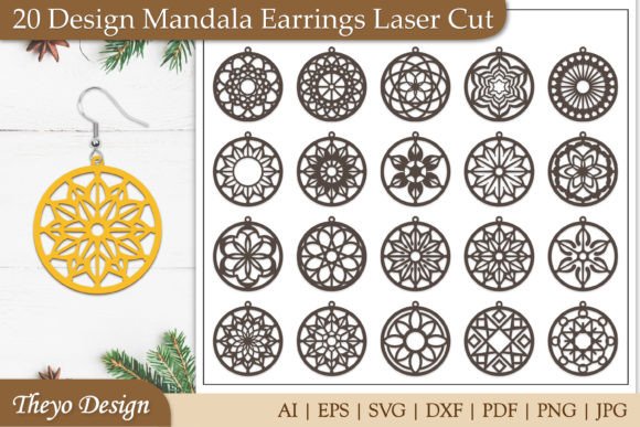 Download 20 Design Mandala Earrings Laser Cut - Design mandala Collection