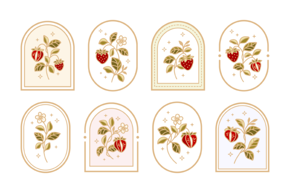 Download Vintage Strawberry Plant Element Set - Element Collection