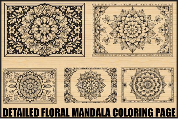 Download Elegant Floral Mandala Coloring Page Set - Elegant Collection
