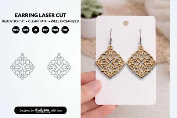 Download Elegant Mandala Earrings SVG - Elegant Collection