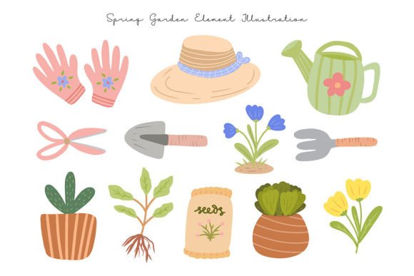 Download Cute Spring Gardening Element Set - Element Collection