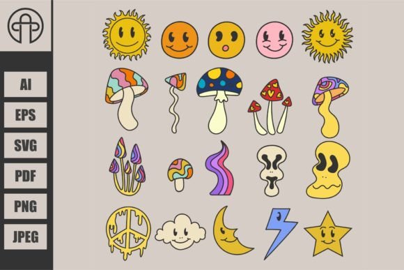 Download Hand Drawn Psychedelic Element Set - Element Collection